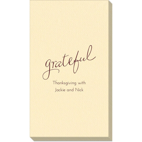 Expressive Script Grateful Linen Like Guest Towels